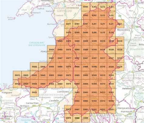 Mid Wales - OS Map Tiles – ukmaps.co.uk