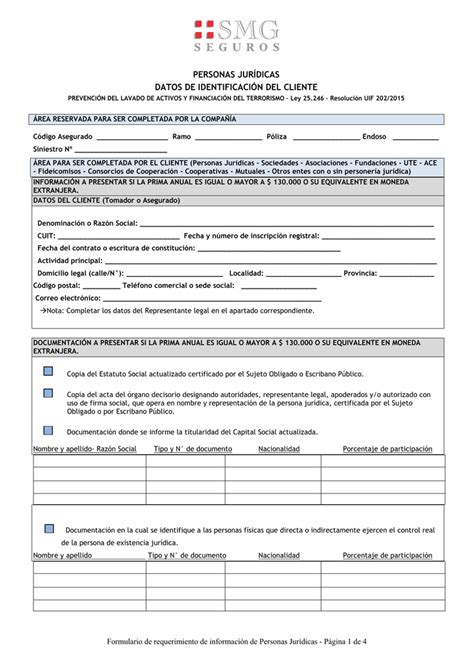 Formulario de requerimiento de información Personas Jurídicas