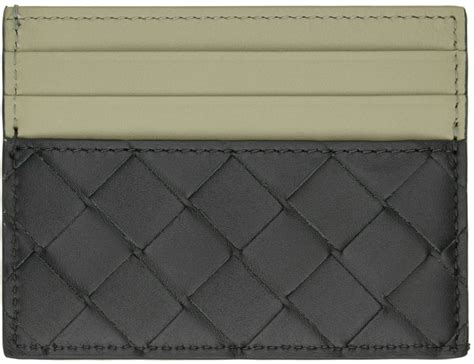 Bottega Veneta Black Green Intrecciato Card Holder Ssense