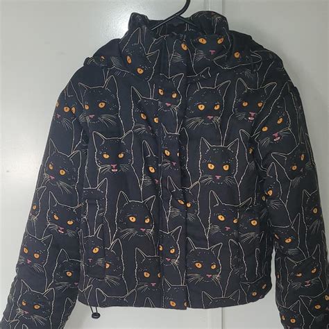 Dangerfield Black Cat Puffer Jacket Dangerfield Depop