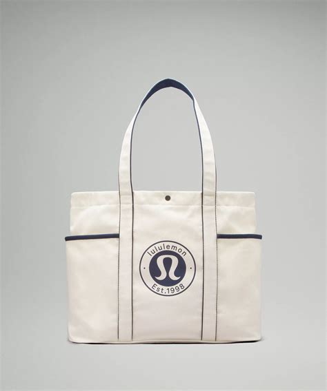 Daily Multi Pocket Canvas Tote Bag 20l Logo Mens Bagspurseswallets Lululemon