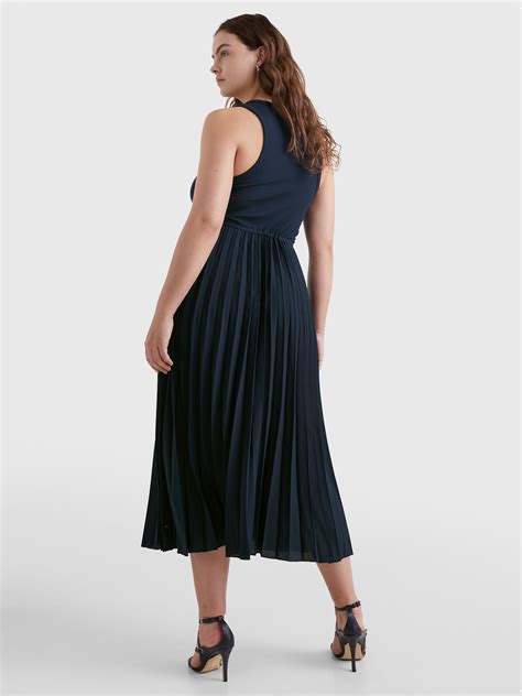 Pleated Sleeveless Midi Dress Tommy Hilfiger UAE