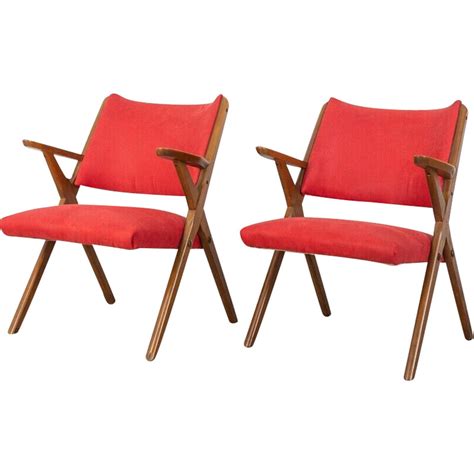 Paire De Fauteuils Vintage En H Tre Et Cuir Pour Dal Vera