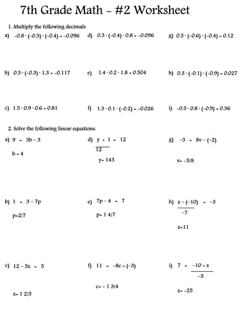 Free Printable 7th Grade Math Worksheets Pdf Printerfriendly