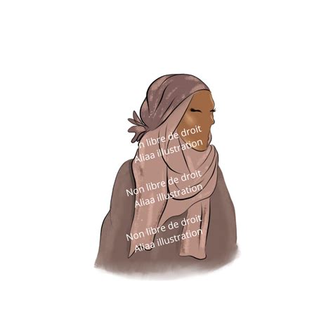 Illustration Femme Voil E Hijab De Profil Portrait Peau Fonc E