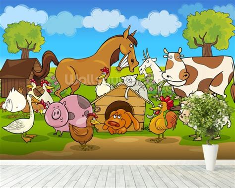 Farm Animals Wallpaper Wall Mural | Wallsauce USA