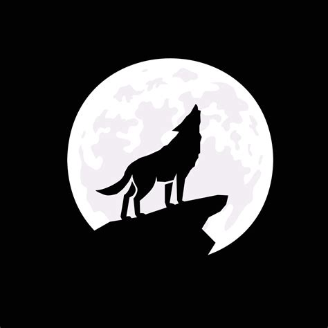 Full Moon with Howling Wolf Silhouette 34614633 Vector Art at Vecteezy