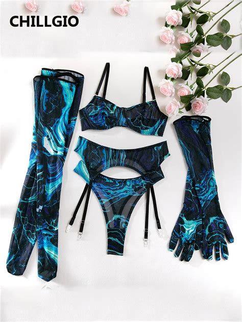 Billionm Women Print Bra Brief Suits Sexy Fashion Erotic Transparent Intimate Lingerie Ins