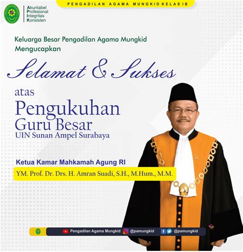 Selamat Dan Sukses Kepada Yang Mulia Ym Prof Dr Drs Amran Suadi S H