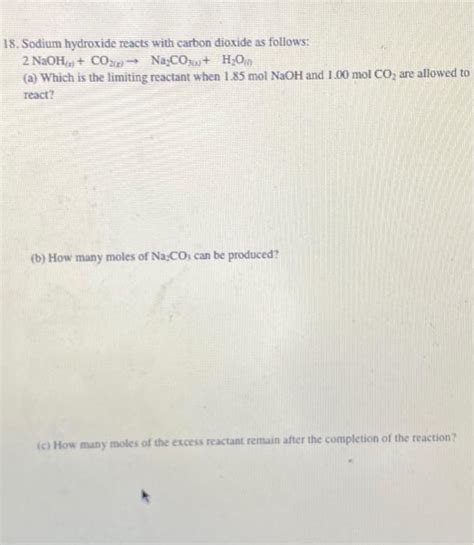 Solved Sodium Hydroxide Reacts With Carbon Dioxide As Chegg