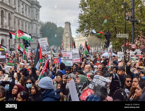 Londres Reino Unido 21 De Octubre De 2023 Los Manifestantes Se