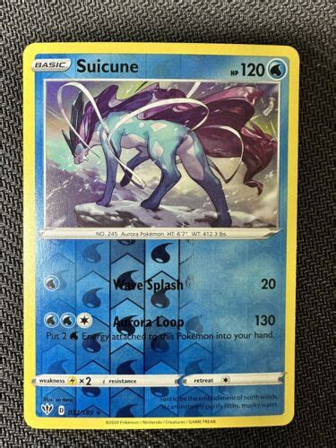 Suicune Darkness Ablaze Pokemon Reverse Holo Rare Card Ebay