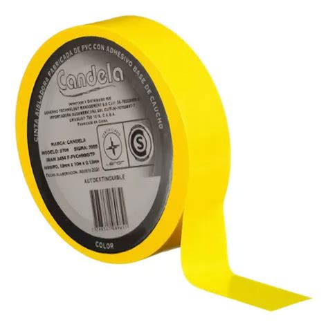 Cinta Aisladora Pvc Autoextinguible Rollo Metros Color Amarillo