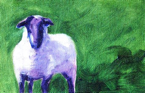 Painting Small Impressions Alone Original Farm Animal Sheep Painting