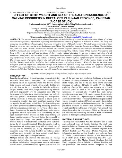 Pdf Effect Of Birth Weight And Sex Of The Calf On Incidence Of