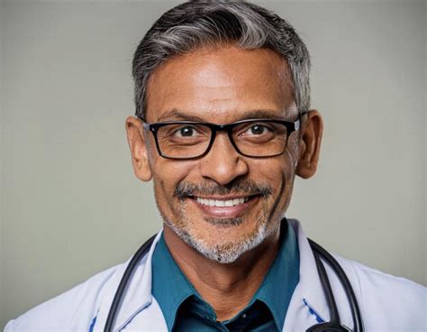 A Man Wearing Glasses And A Lab Coat With A White Lab Coat Premium Ai