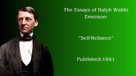 The Essays Of Ralph Waldo Emerson Self Reliance Audiobook Youtube