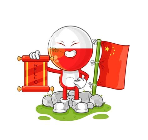 Vecteur De Mascotte De Dessin Anim Chinois De Pologne Vecteur Premium