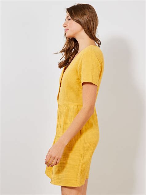 Robe En Gaze De Coton Jaune Kiabi 18 00