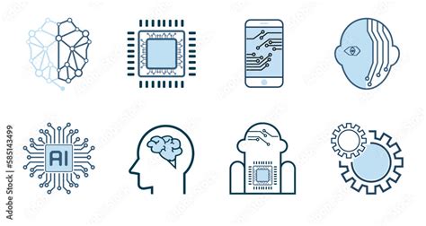 Set of Artificial intelligence-AI icons, symbols in Groups of isorated ...