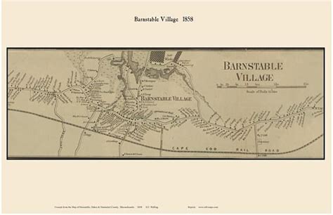 Barnstable Village Massachusetts 1858 Old Town Map Custom Print