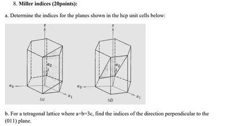 SOLVED: Miller indices (20 points): a. Determine the indices for the planes shown in the hcp ...