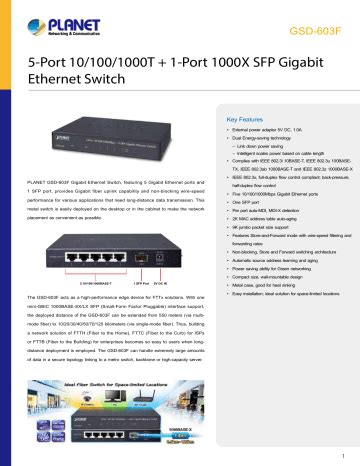 PLANET GSD 603F Datasheet Manualzz