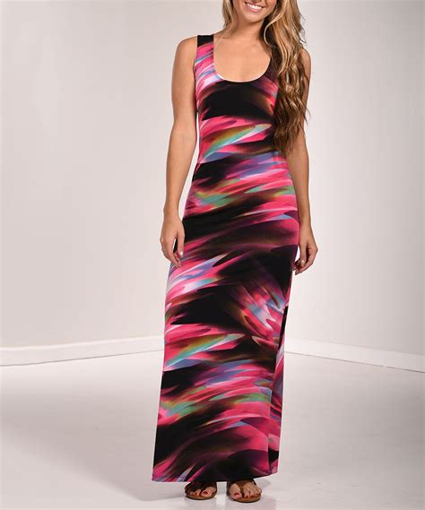 Pink And Black Abstract Maxi Dress Plus Maxi Knit Dress Maxi Dress