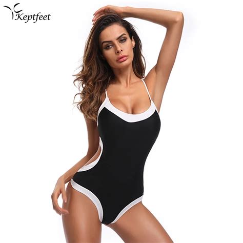 Backless Solid 2018 Sexy One Piece Swimsuit Women Patchwork Bodysuit