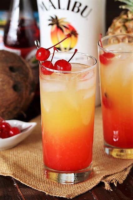 Malibu Sunrise Cocktail Rum Drinks Recipes Fruity Alcohol Drinks