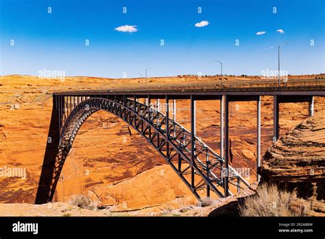 Glen Canyon Bridge over Colorado River & Glen Canyon Dam; Page; Arizona ...