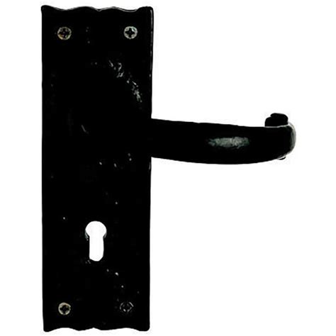 Premier Antique Lock Door Handles Black Wrought Iron Selco