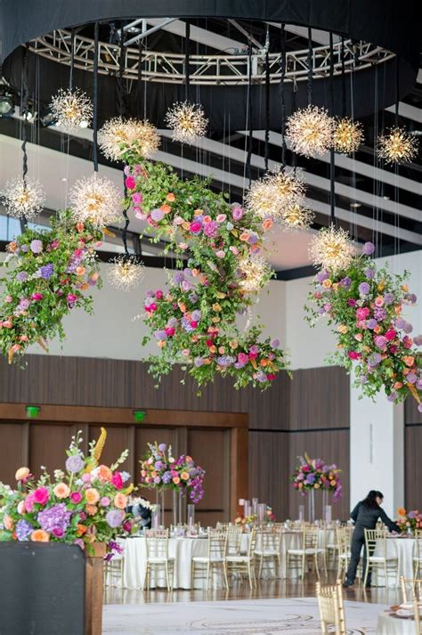 Joyful Hanging Floral Cloud Chandelier Installation Composed Of Petal