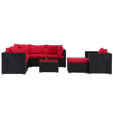 Zeus Ruta Piece Black Wicker Outdoor Patio Sectional Sofa