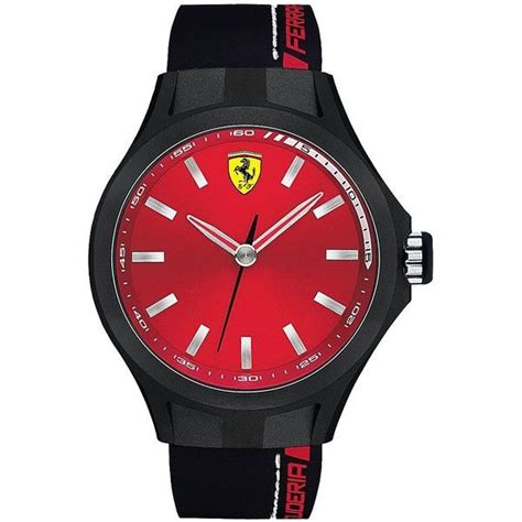 Ferrari Mens Scuderia Pit Crew And Red Silicone Strap Watch Watches