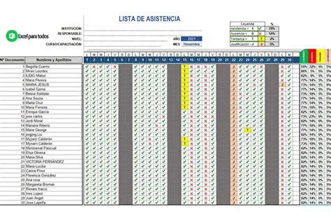 Lista De Asistencia En Excel Descarga Gratis