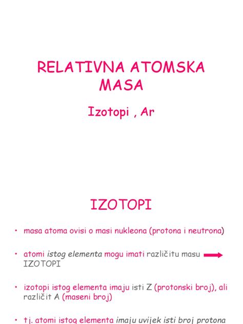 Relativna Atomska Masa | PDF