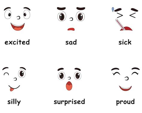 Premium Vector Cartoon Happy Faces With Different Expressions Vector