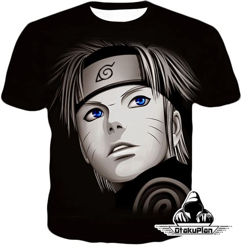 Naruto Cool Black Sketched Naruto Uzumaki Promo Black T Shirt NA127