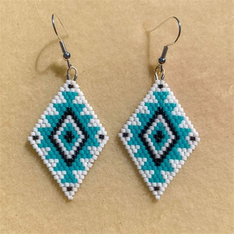 Beaded Brick Stitch Earrings Etsy Seed Bead Jewelry Patterns Brick