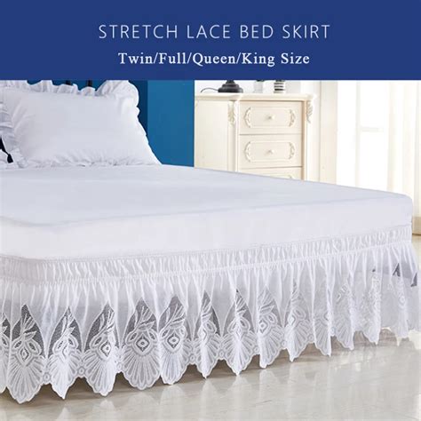 Enipate Ruffles Lace Pure Color Bed Skirt High Quality Elastic Loose