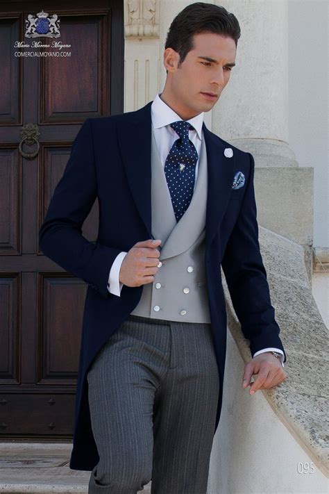 Traje De Novio Chaqu Azul Modelo A Mario Moreno Moyano Traje De