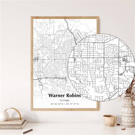 Map of Warner Robins Digital File, Modern City Map, Warner Robins Printable Map, Warner Robins ...