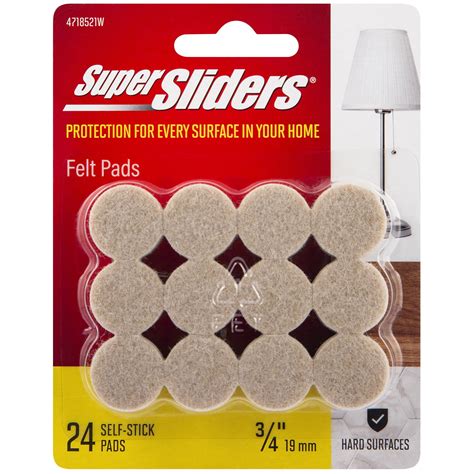 Super Sliders 34 Round Self Stick Felt Furniture Pads For Hardwood