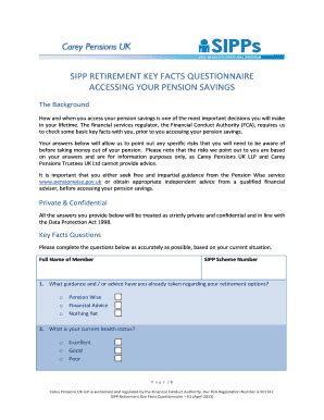 Fillable Online Careypensions Co Sipp Retirement Key Facts