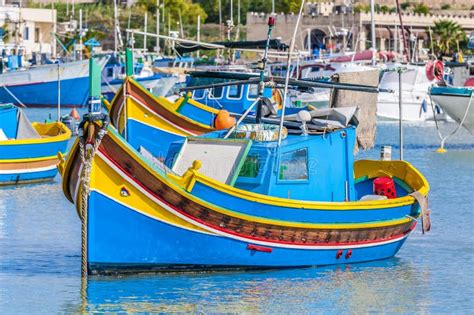 Traditional Luzzu Boat At Marsaxlokk Harbor In Malta Stock Image