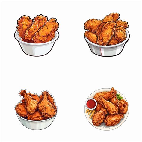 Premium Vector Set Of Fried Chicken Vector Illustrations