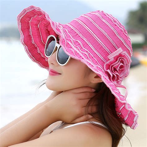 Chapeau de soleil de plage avec fleurs Différents Coloris ACCESSOIRES