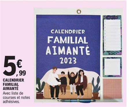 Offre Calendrier Familial Aimanté chez E Leclerc