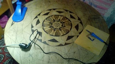 Pyrography Mandala On The Table Pyrography Mandala Table